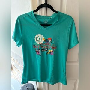 Rundisney 2024 Half Marathon V neck teal tech shirt